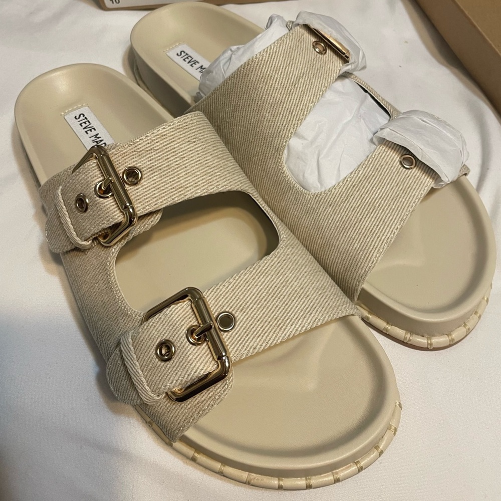 Steve Madden Varrick Natural Slides Sandals sz 10